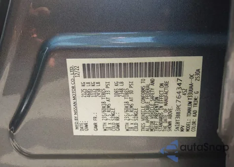 2023 Nissan Rogue Sv Intelligent Awd z USA, uszkodzony, nr VIN 5N1BT3BB3PC764347